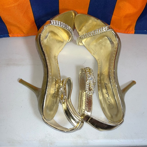 Delicacy gold heel shoes open toe size 8.5 pre-loved - Picture 6 of 11